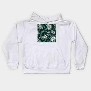 Chinese Ornamental Retro Abstract Floral Pattern Cream and White Flowers Kids Hoodie